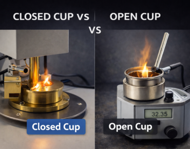 closed cup vs open cup flash point testing comparison showing ASTM D93 and ASTM D92 methods