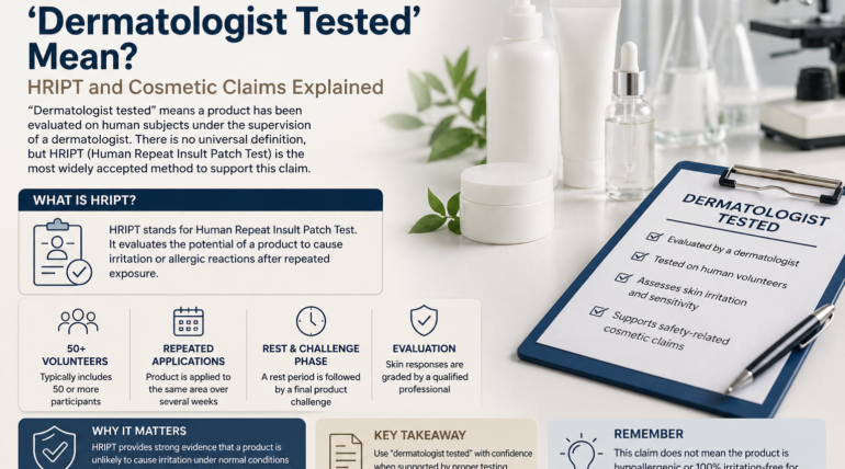 Dermatologist tested cosmetics meaning explained with HRIPT patch testing process