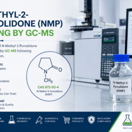 N-Methyl-2-Pyrrolidone (NMP) testing by GC-MS at Pentyl Labs for cosmetics, chemicals, adhesives, and consumer products.