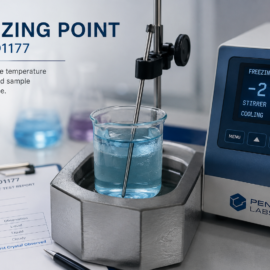 ASTM D1177 freezing point testing of a liquid sample in a laboratory